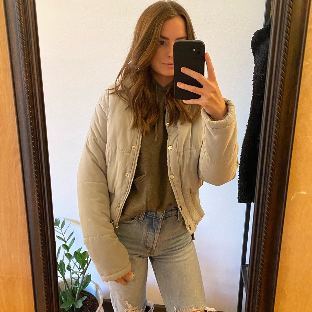 Pretty Little Thing (PLT) Grey Puffer Jacket- Small - like new
